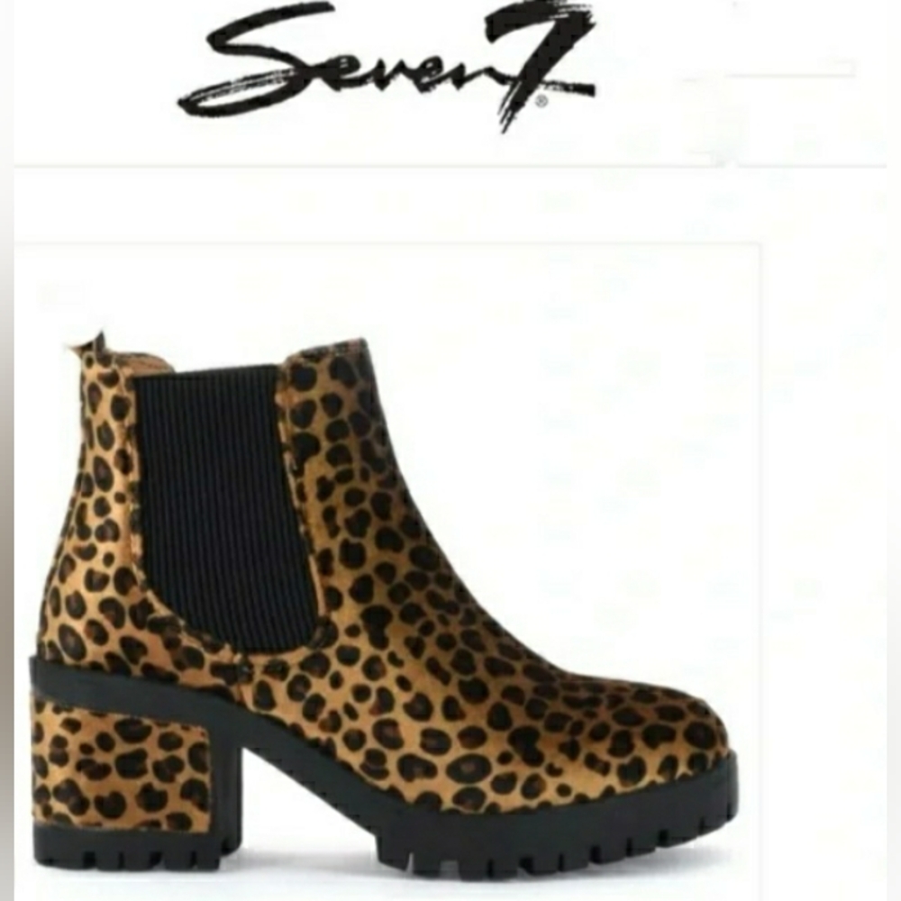 Size 7 New Seven 7 Leopard Print Booties Shoes Boots Womens Winter